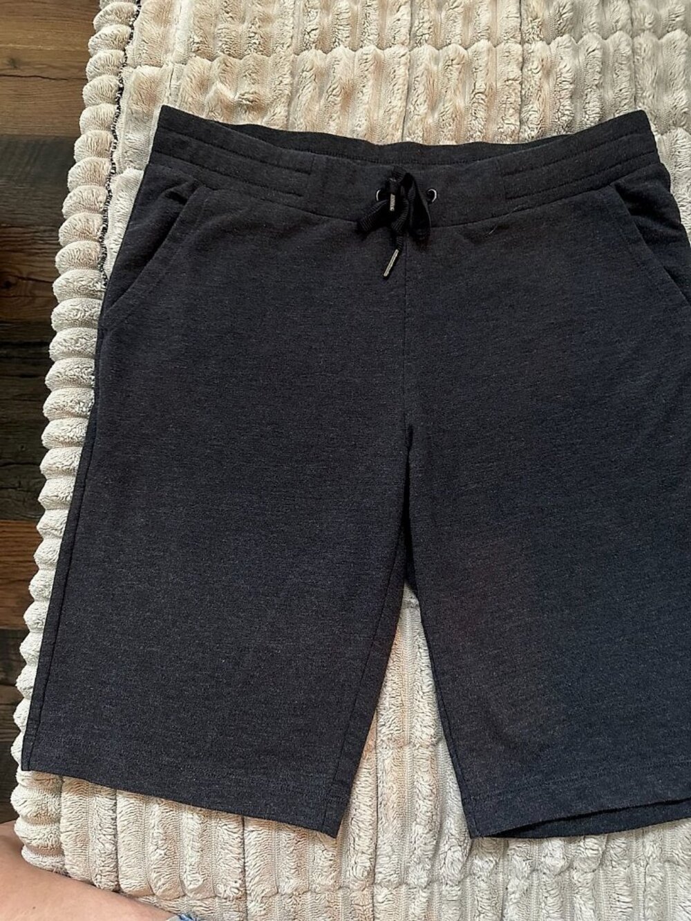 Eddie Bauer Men's Charcoal Heather Knit Drawstring Lounge Shorts, Size M